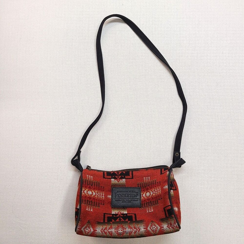 Pendleton Red Aztec Southwestern Wool Barrel Crossbody Shoulder Bag Purse